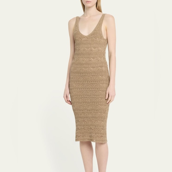 Labelle Dresses & Skirts - Chic Tan Knit Sleeveless Midi Dress